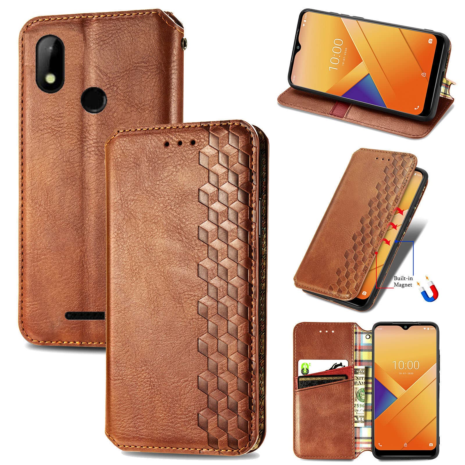 DAMONDY for HotPepper Chilaca Wallet Case,Hot Pepper Chilaca Case, Folding Flip Case with Kickstand Credit Card Slot Magnetic Closure Protective Cover for HotPepper Chilaca -Brown