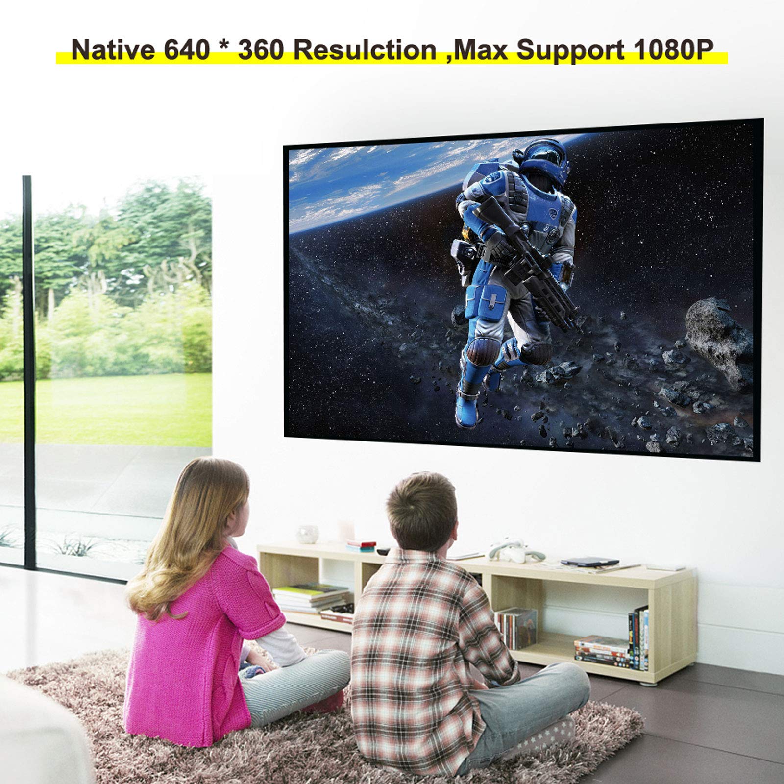 Mini Proiettore LED Tascabile, Videoproiettore Portatile, Proiettore Home Theater 1080P, Doppio Suono Stereo e Sistema di Eliminazione del Rumore Della Ventola, Perfetto per la Casa,Tua Scelta Ideale