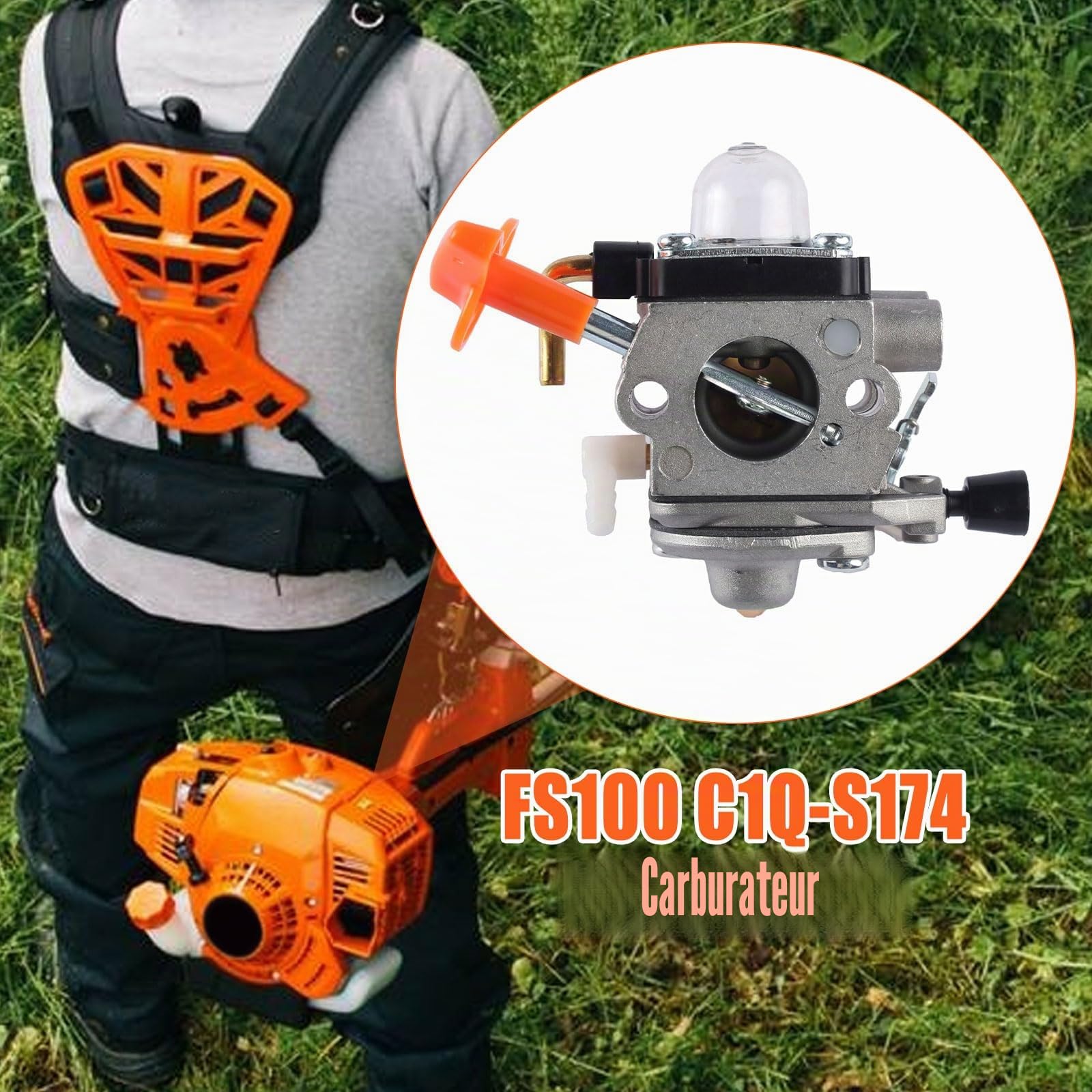Carburateur FS90R C1Q-S174, Carburateur pour Stihl FS87 FS90 FS100 FS110R KM90 KM90R KM110R KM130R HT100 HT101 avec kit de réglage