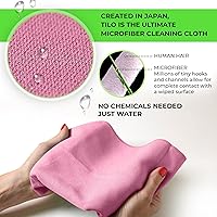 Vista 6 de TILO - Paño de limpieza de microfibra, 19 x 13 pulgadas, ultraabsorbente, sin rayas, sin pelusas, paño de pulido reutilizable para polvo, grasa, Rosa