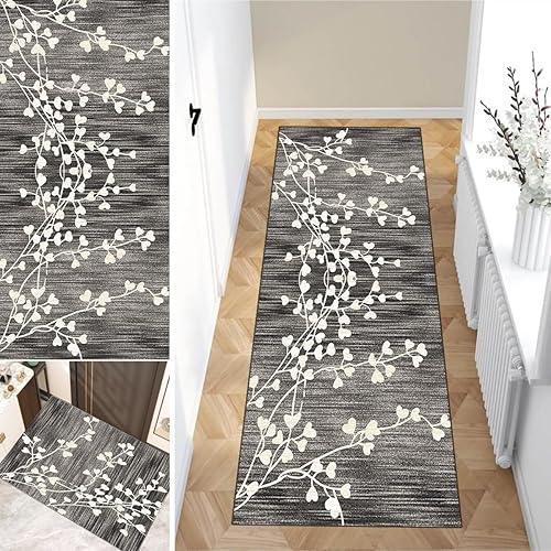 Alfombra de pasillo para pasillo de 2 pies 7 pulgadas x 14 pies 8 pulgadas, alfombra antideslizante para sala de estar, alfombra vintage lavable