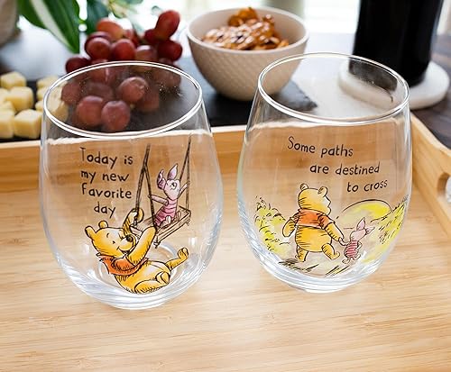 Miniatura 2 de Disney Winnie The Pooh Quotes - Juego de copas de vino sin tallo con forma de lágrima  Vaso para mimosas cócteles  Cada uno tiene capacidad para 20
