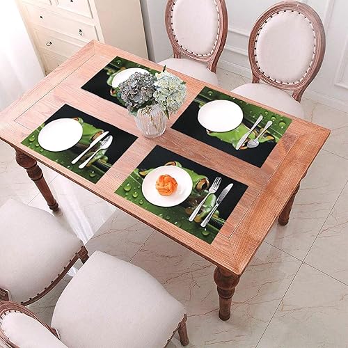 Miniatura 4 de 6 PCS PVC Placemats Set Place Mats A Cute Tree Frog Non-Slip Weave Place Mats 12" x 18" Farmhouse Table Mat Set for Family Dinners Wedding Parties
