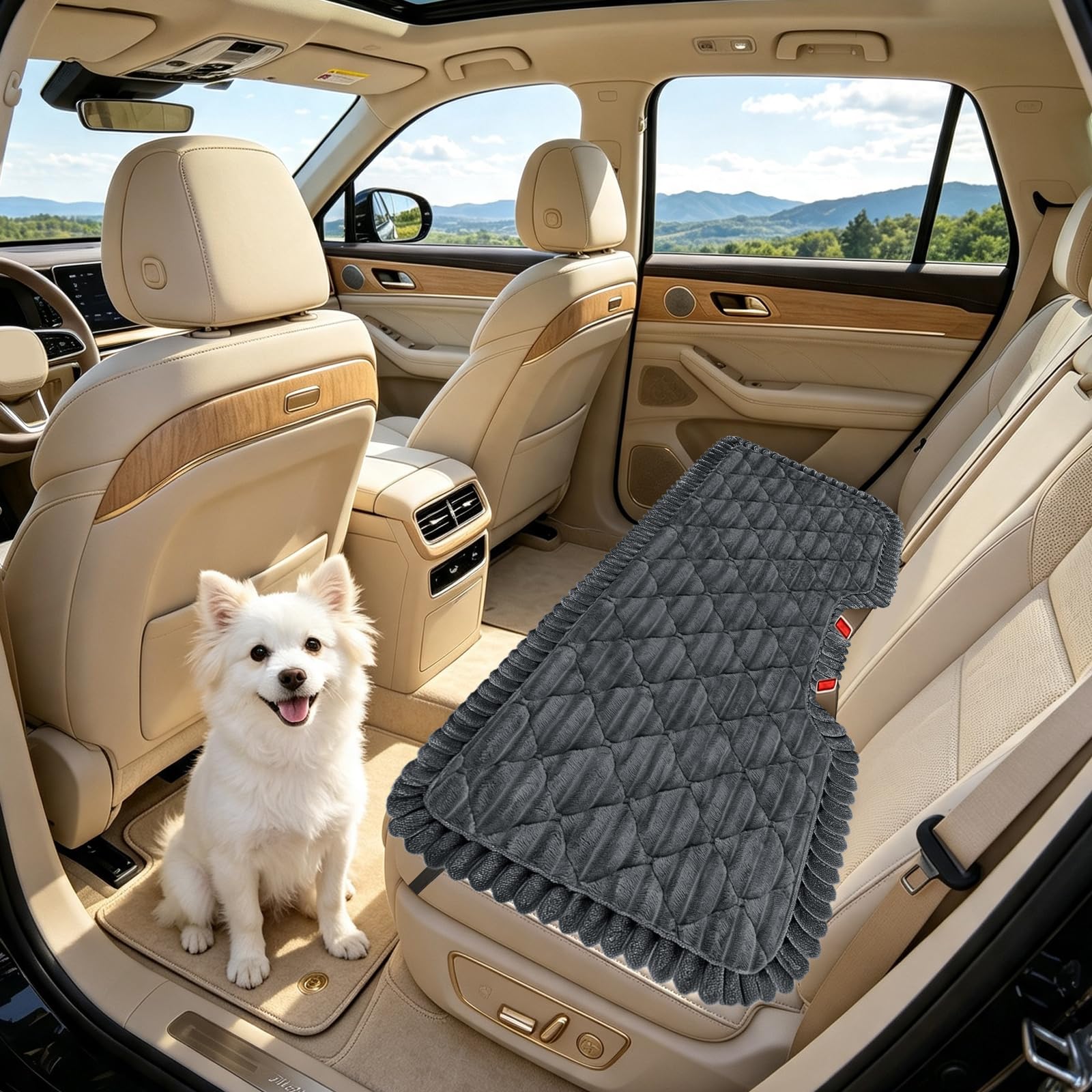 SYLC Dog Bed for Car Back Seat, Non-Slip Car Seat Cushion Cover Soft Plush