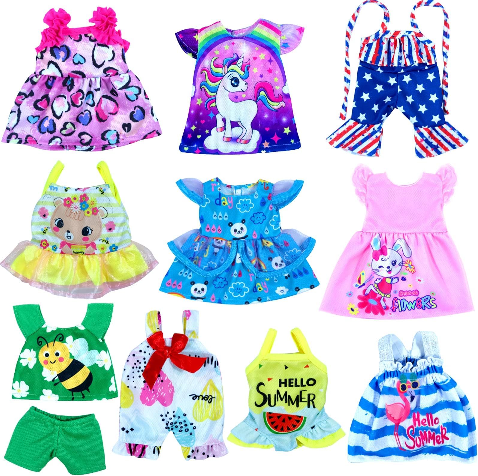 12 inch Alive-Baby Doll-Clothes and Accessories - 10 Sets Doll Clothes for 10-12 Inch Dolls, Alive-Baby Bitty-Doll Clothes Dress Outfits Accessories Christmas Birthday Gift for Kids