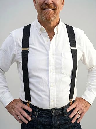 Classic Suspenders for Big & Tall Men - 2 Heavy Duty X-Back Clip-on