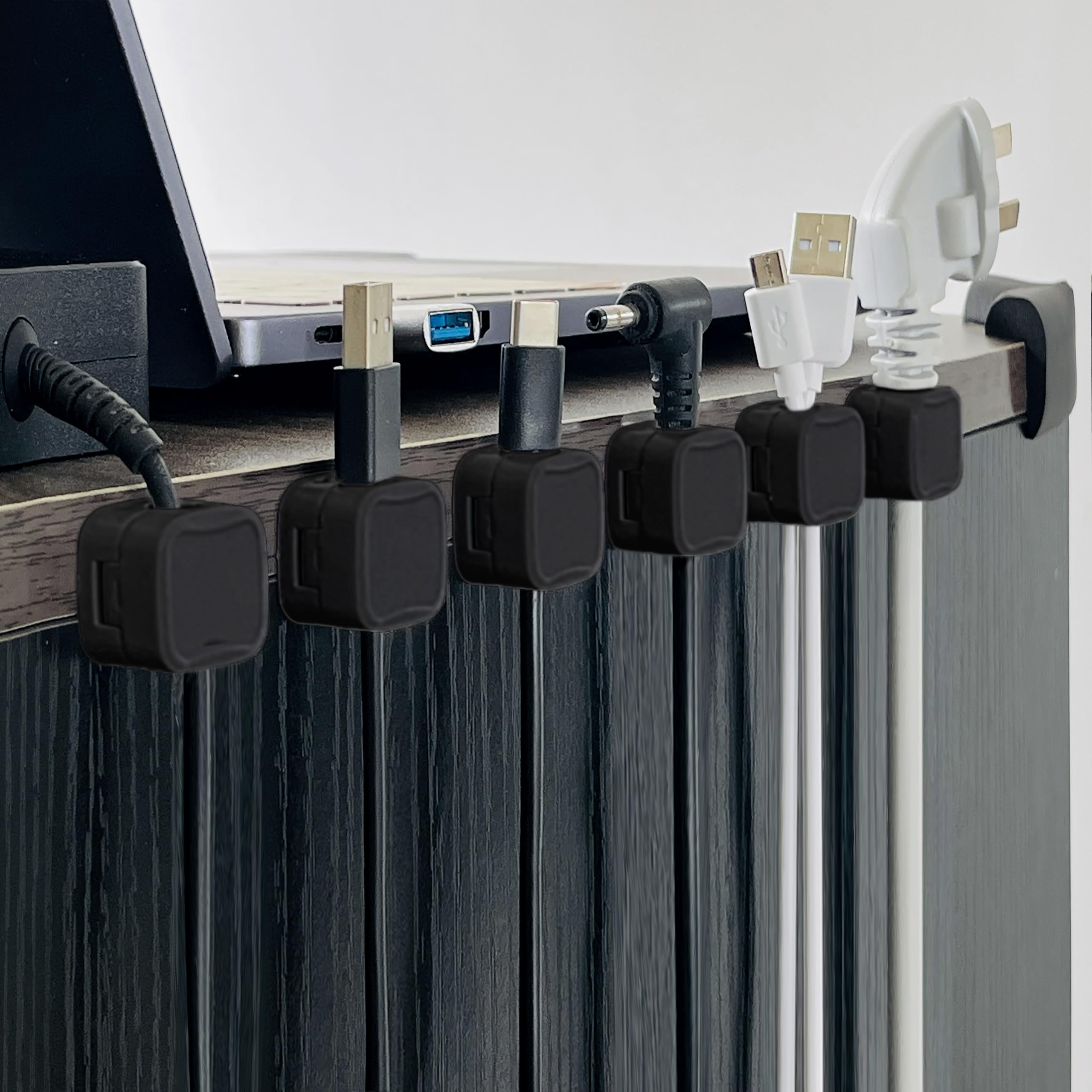 YTDSUP Cord Organizer 6 Pack, Strong Adhesive Desk Cable Management Easy Open, Harging Cords Wire Holder Organizer Neatly for Office - Car - Desk -