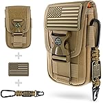WYNEX Tactical Molle Phone Pouch with Compass Buckle, Tactical Phone Holster Molle Cell Phone Pouch Universal Belt Waist Bag for IP 15/14/13 Pro Max / S22/S21 with US Patch & Paracord Keyring Clip