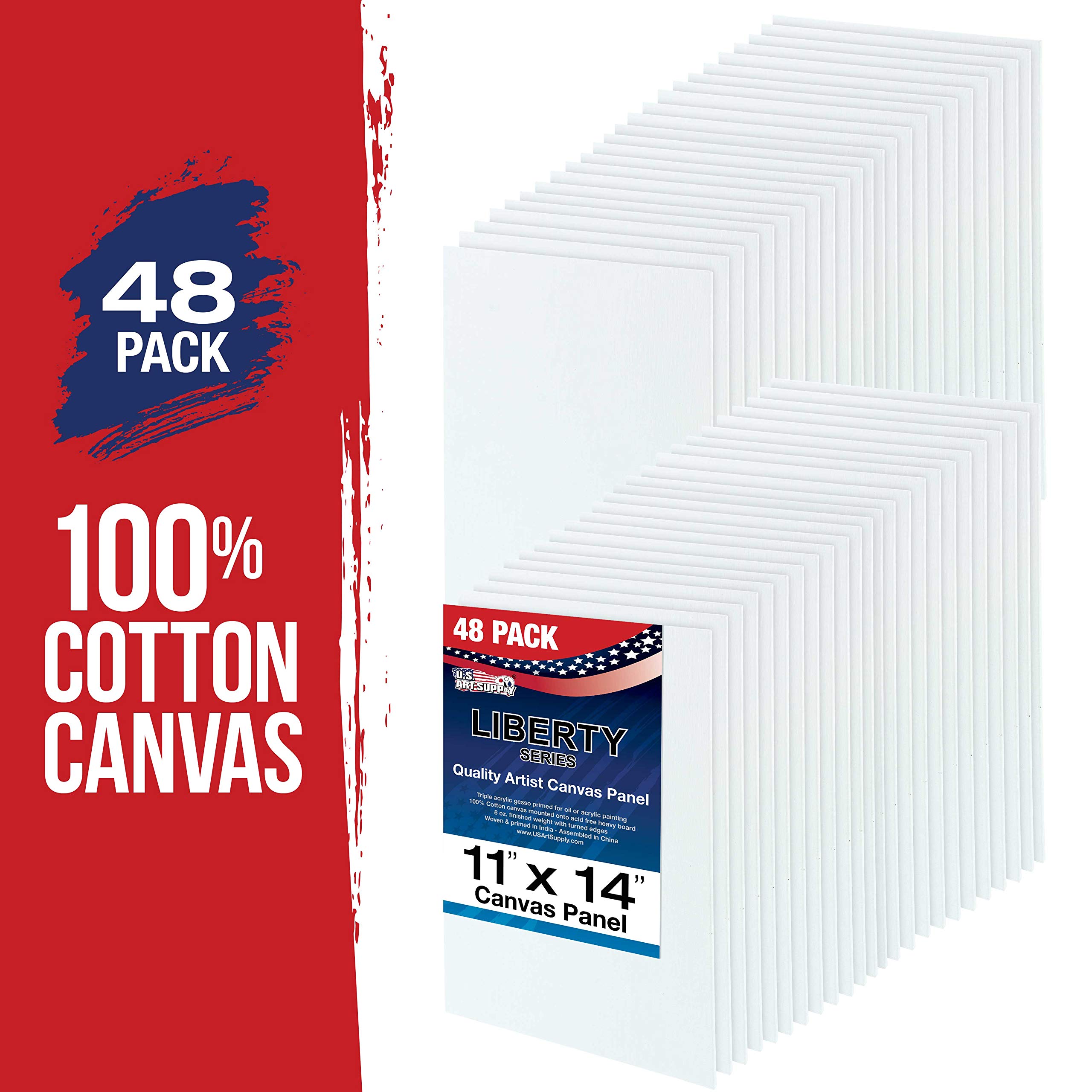 US Art Supply Künstlerqualität, säurefrei, 27,9 x 35,6 cm, 48 Stück (4 komplette Hüllen mit je 12 Einzelleinwänden)