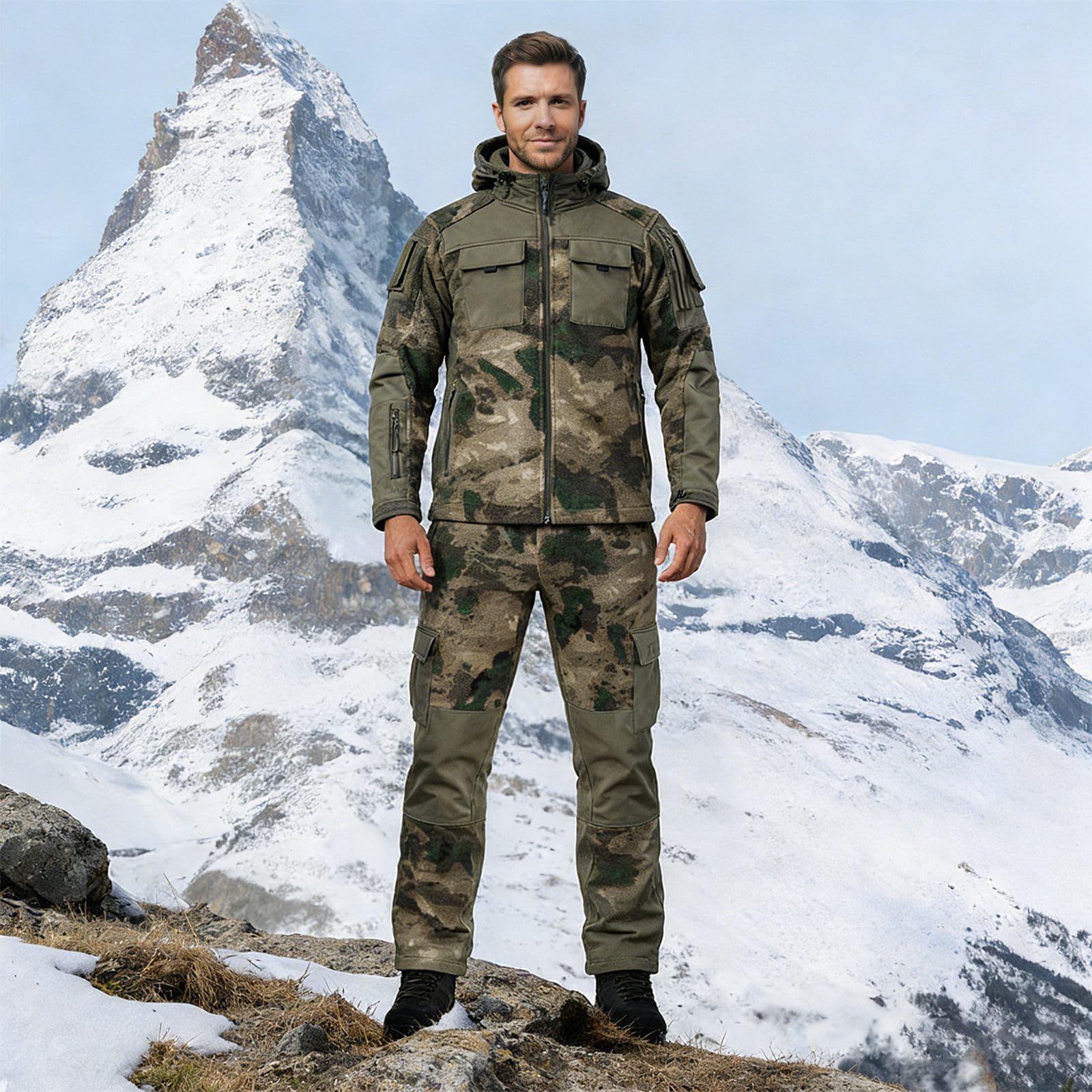 Traje de camuflaje para hombre, uniformes tácticos, camiseta y pantalones, traje militar, ropa táctica, camuflaje al aire libre, ropa de caza para juegos de guerra, paintball, caza, tiro