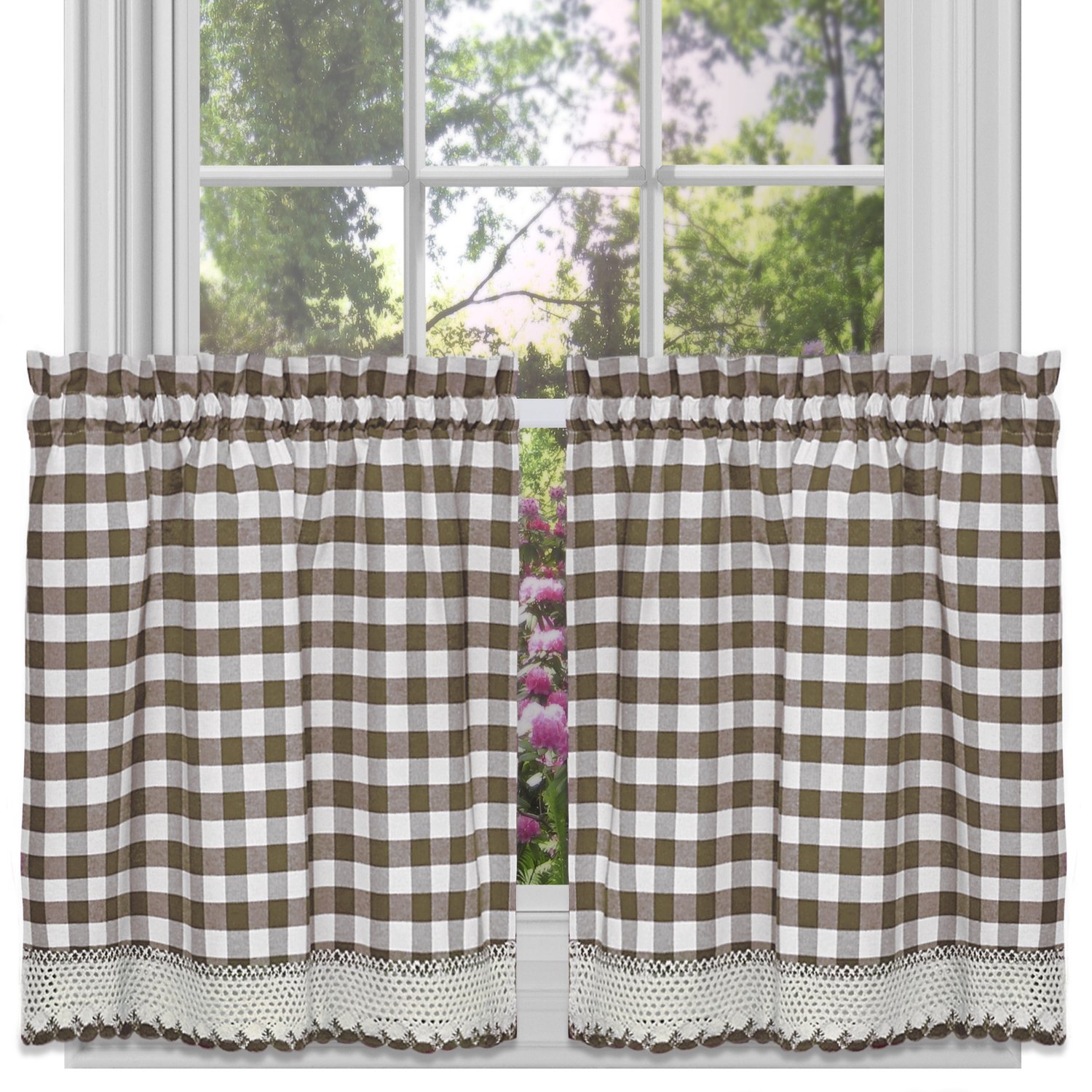 Sweet Home Collection Kitchen Window Curtain Treatment Panel, 24", Taupe
