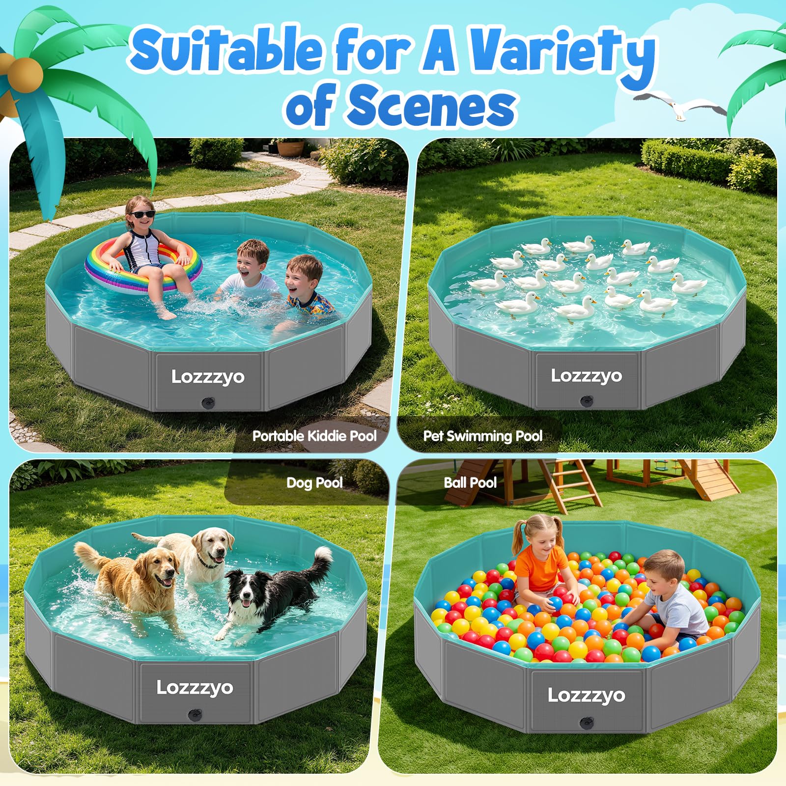 Piscina per Cani e Bambini, Piscina da Giardino Estiva Robusta Antiscivolo, Vasca da Bagno Portatile per Animali Domestici, Piscina Bambini per Giardino Spiaggia Camping (160 * 30CM)