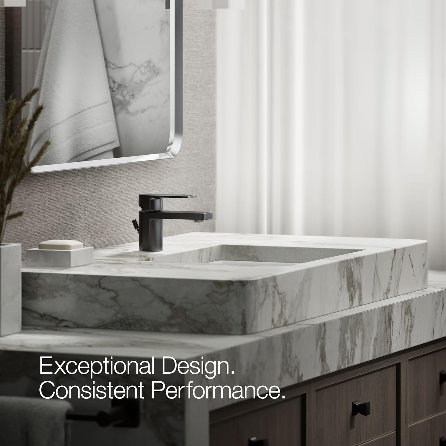Kohler 24804-4K-BL Parallel Low Single-Handle 1.0 GPM Bathroom Sink Faucet, Matte Black