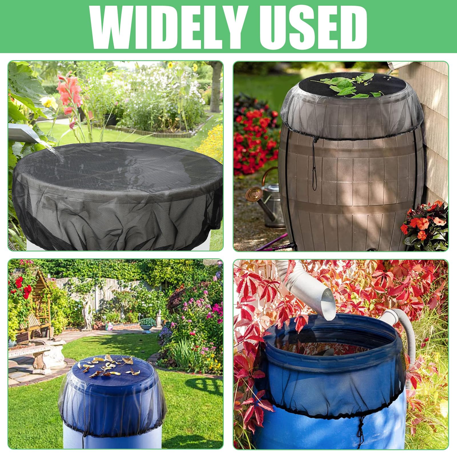 Filtro Hojas Insectos Redes Para Barril De Lluvia - Pack 4 Unidades,  Diámetro 100 Cm, Poliéster, Con Cordón Ajustable Protección Barril Agua, image size:1601x1601
