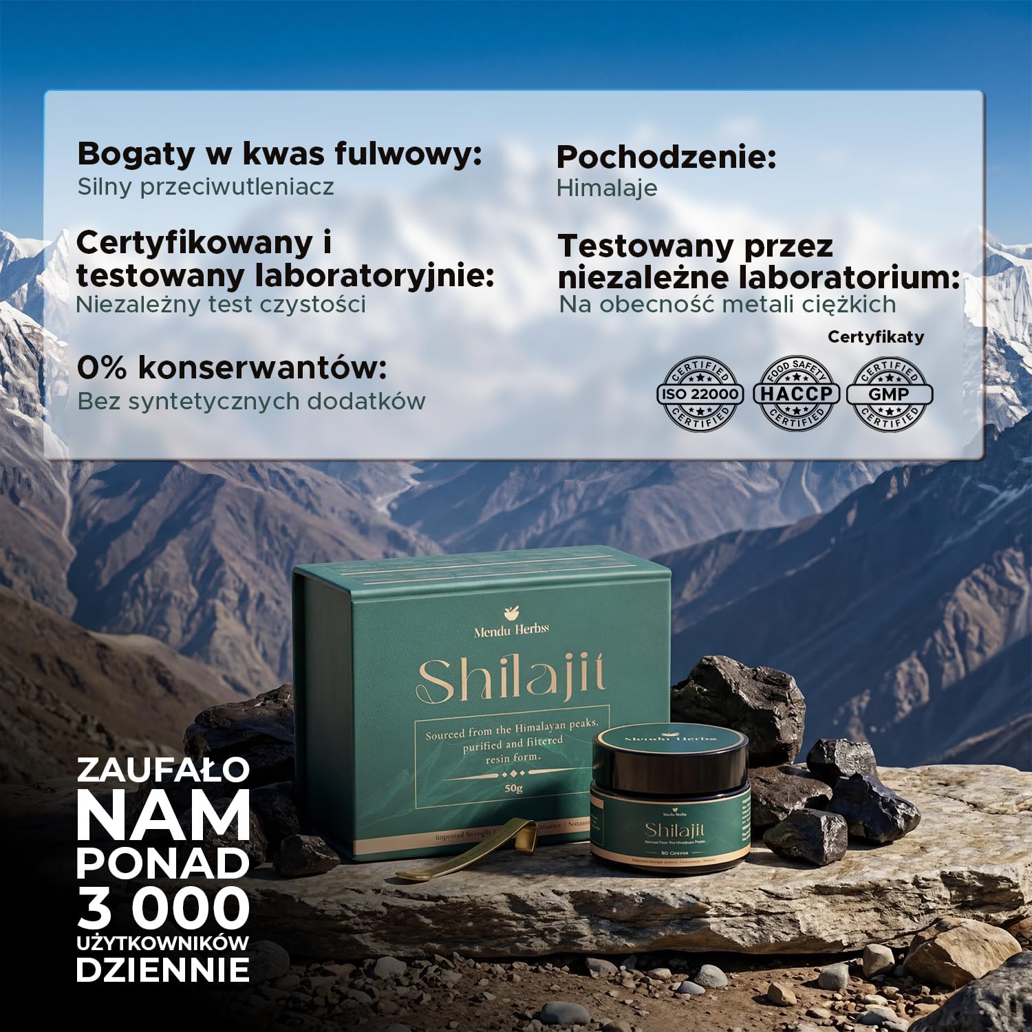Czysta Himalajska Żywica Shilajit 2 × 30 g - 75% Kwasu Fulwowego - Ponad 85 Minerałów - 100% Oryginalna - Testowana Laboratoryjnie - Energia, Regeneracja, Wsparcie Mózgu