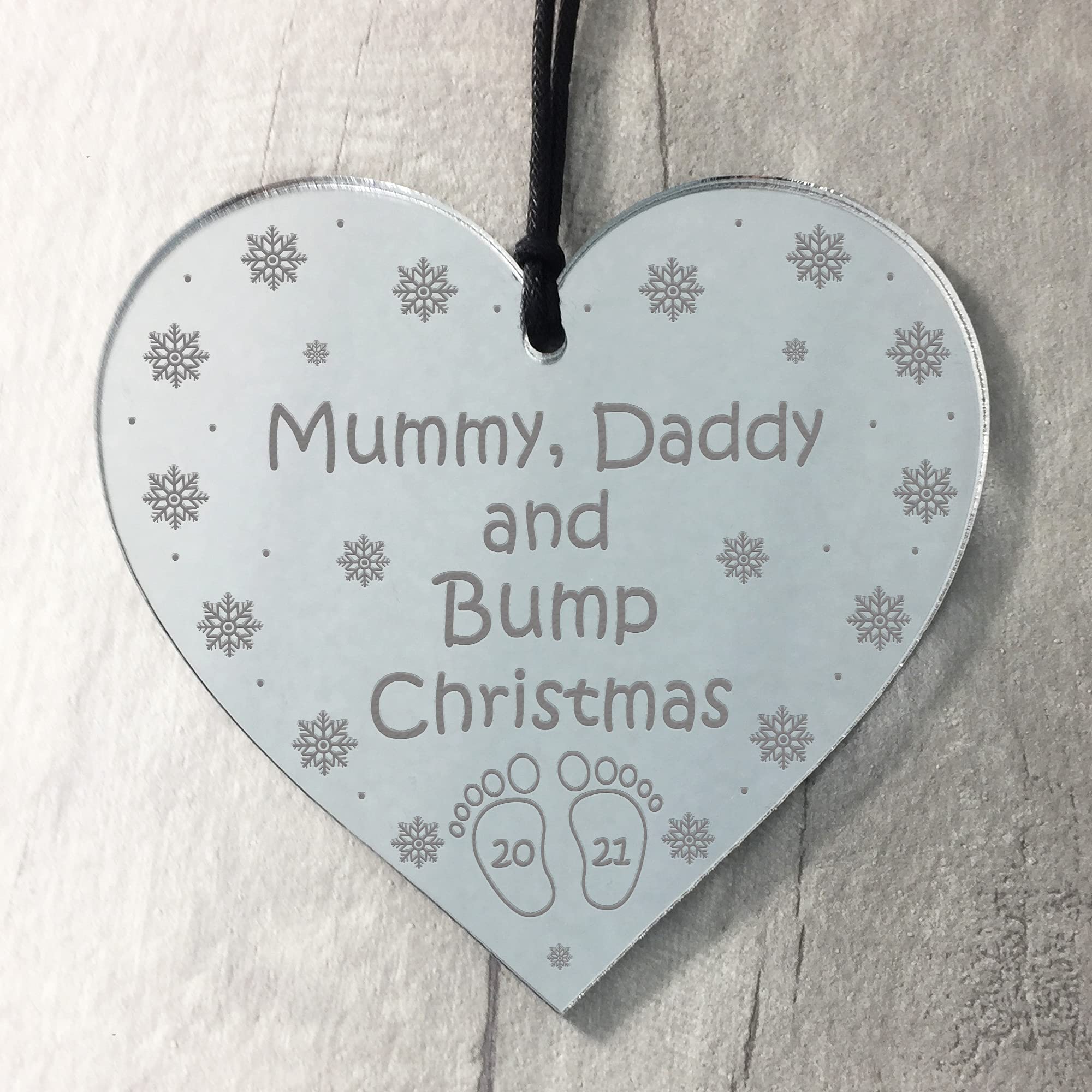 Red Ocean Christmas As Mummy Daddy Bump Plaque Chrsitmas Decoration Personalised 1St