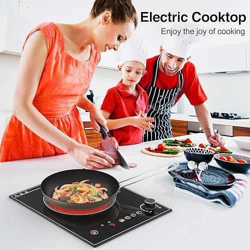 Miniatura 3 de Cocina eléctrica, estufa eléctrica de 1800 W con control táctil LED y perilla, estufa eléctrica de un solo quemador L9 niveles de potencia, bloqueo