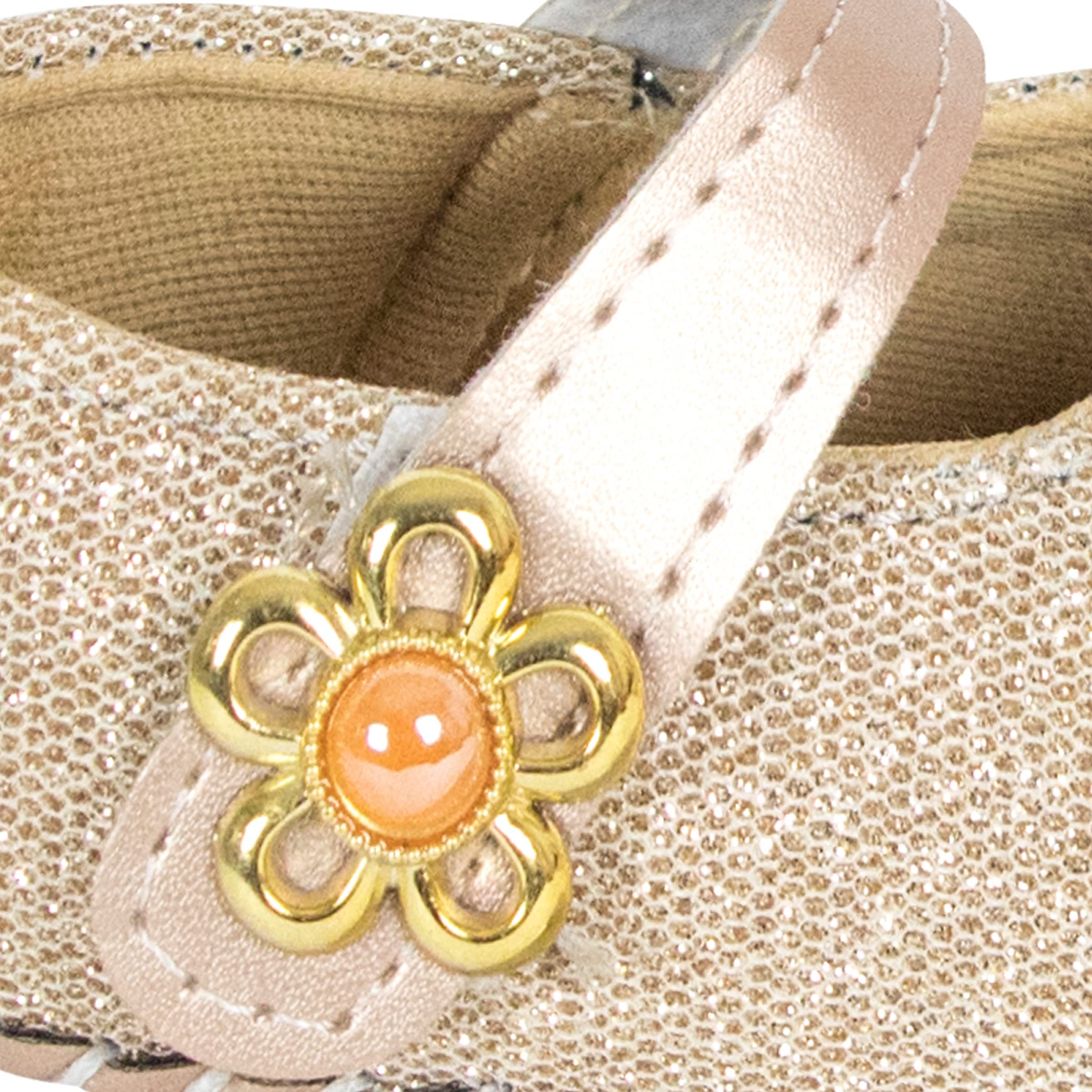 Neska Moda Baby Girls Synthetic Leather Hook & Loop Loafer Booties/Shoes for 6 to 12 Months (Gold) 2