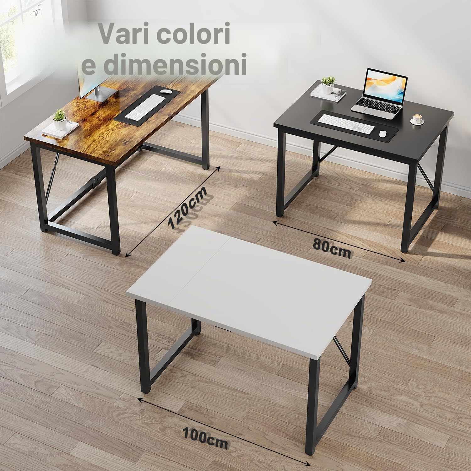 JUMMICO Scrivania 80 x 50 x 75 cm, tavolino piccolo per computer, scrivania per studio, scrivania per computer, piccolo per casa, ufficio, bianco