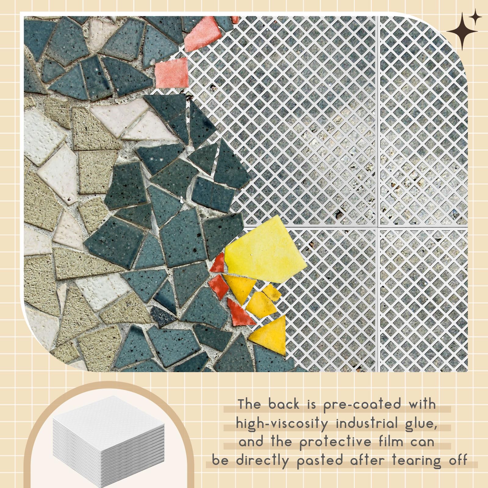 Teenyyou 22 griglie per mosaico con retro in rete con forte adesivo per installazione di piastrelle, 30,5 x 30,5 cm, resistenti alcaline in fibra di vetro