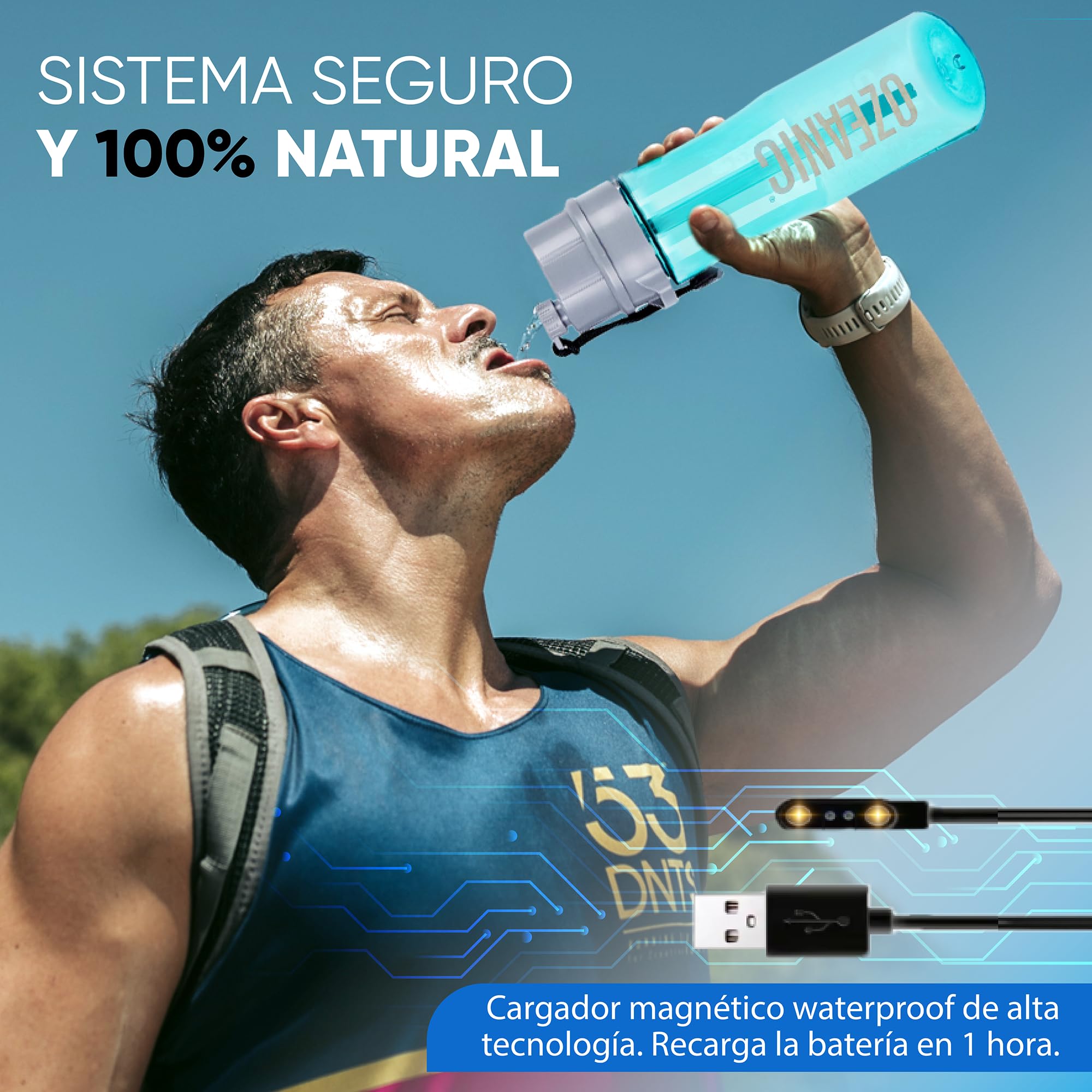 Bouteille purificatrice d'eau Haute capacité pour Boire de l'eau Propre à Tout Moment et en Tout Lieu