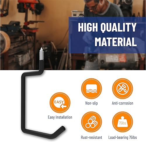 Miniatura 7 de unp POETISKE - Ganchos para colgar en la pared para bicicleta, para colgar en la pared, para silla de bicicleta, organización de garaje,