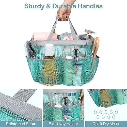 Miniatura 4 de GSlife - Organizador de ducha portátil, de secado rápido, colgante para dormitorio universitario, 8 bolsillos, cesta de ducha para baño, campamento,