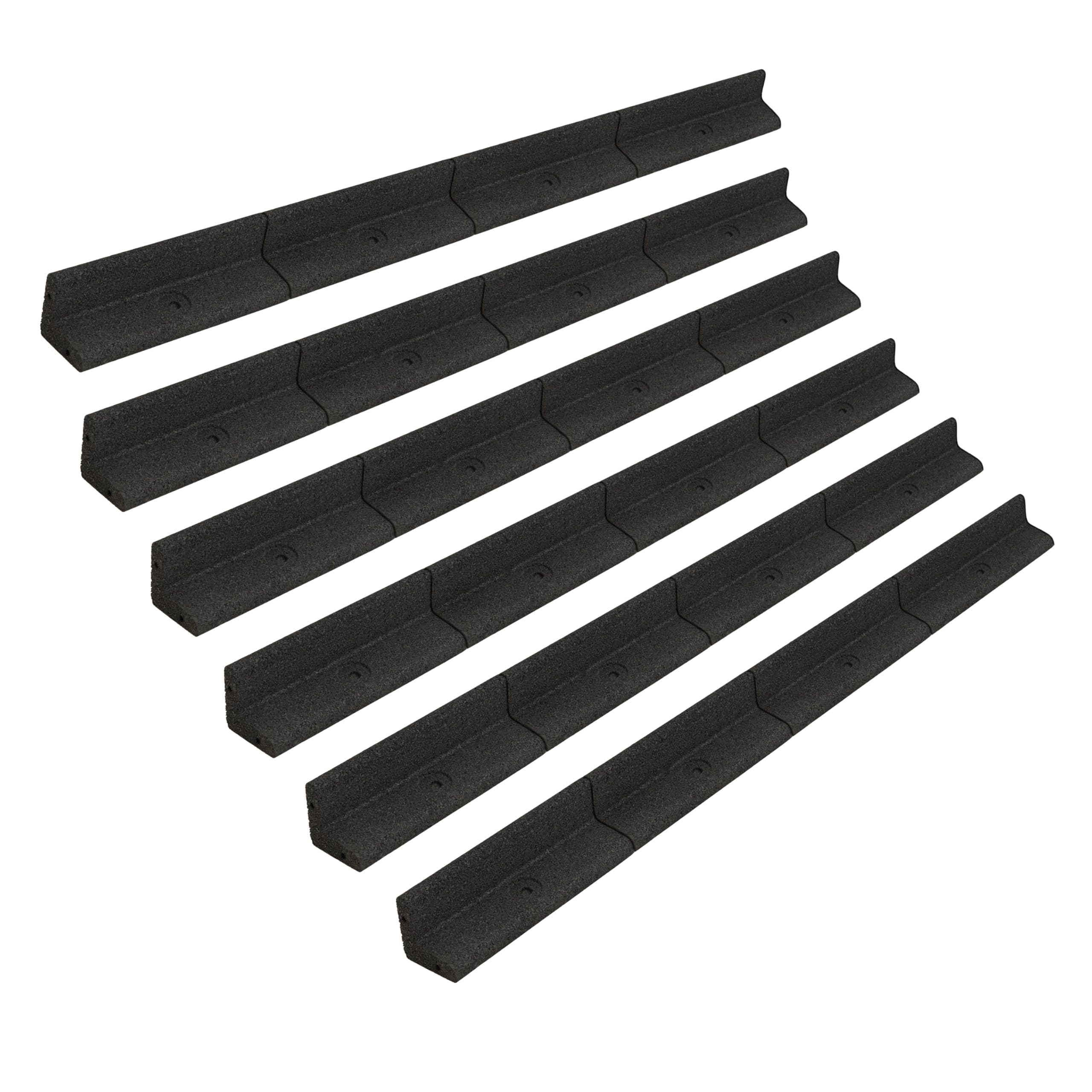 Bordura Flexible para Jardín 7.2m en Total (6 x 1.2 m) Negro con Mazo, Estacas y Conectores, Bordes para Césped y Parterres, Caucho Resistente UV e Intemperie, Delimitador Exterior