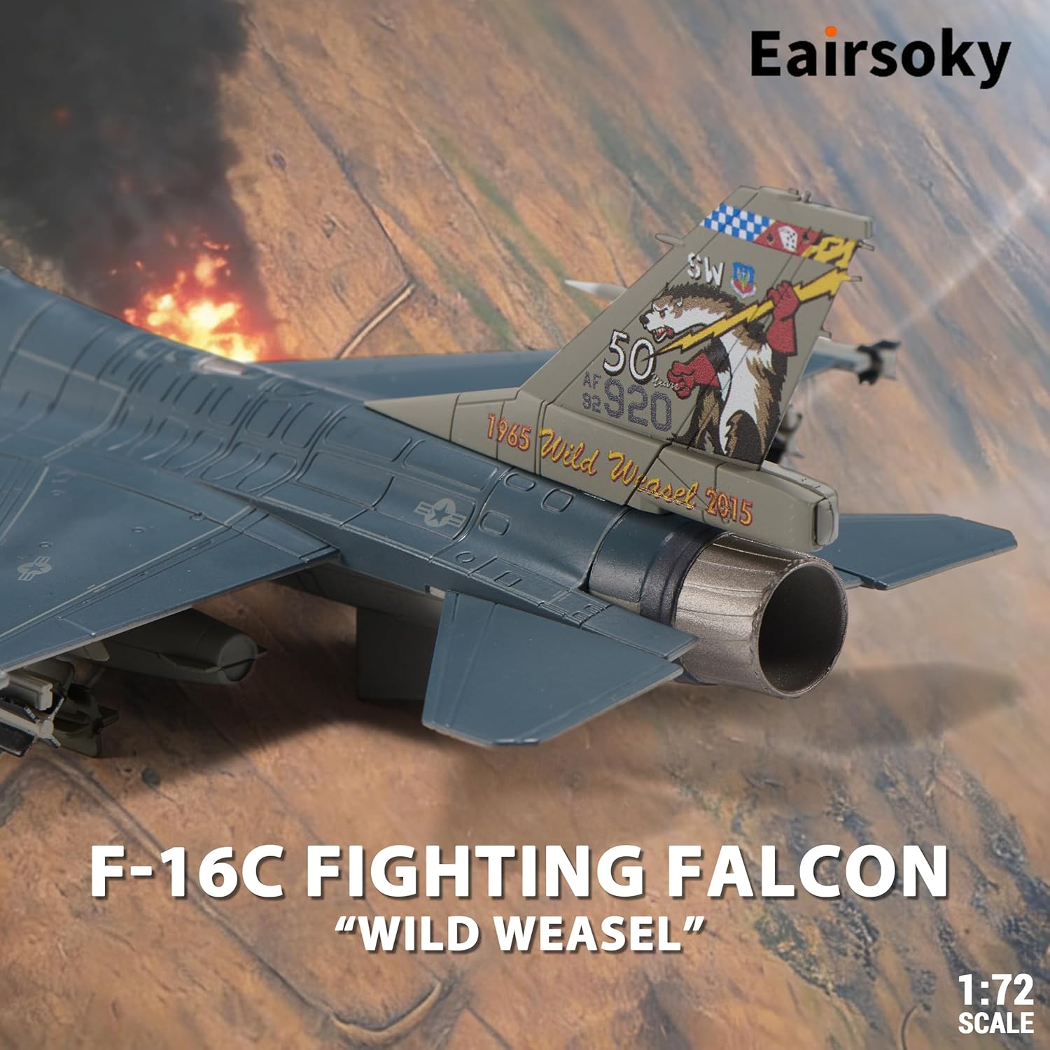 1:72 Scale 50th Anniversary F-16C Wild Weasel Fighter Die-cast Aircraft Model Military Airplanes Alloy Models for Collection or Gift