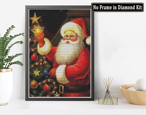 Miniatura 2 de Theshai Kit de pintura de diamante 5D de Navidad por números, arte de diamantes de imitación, kit de pintura de Papá Noel con diamantes de