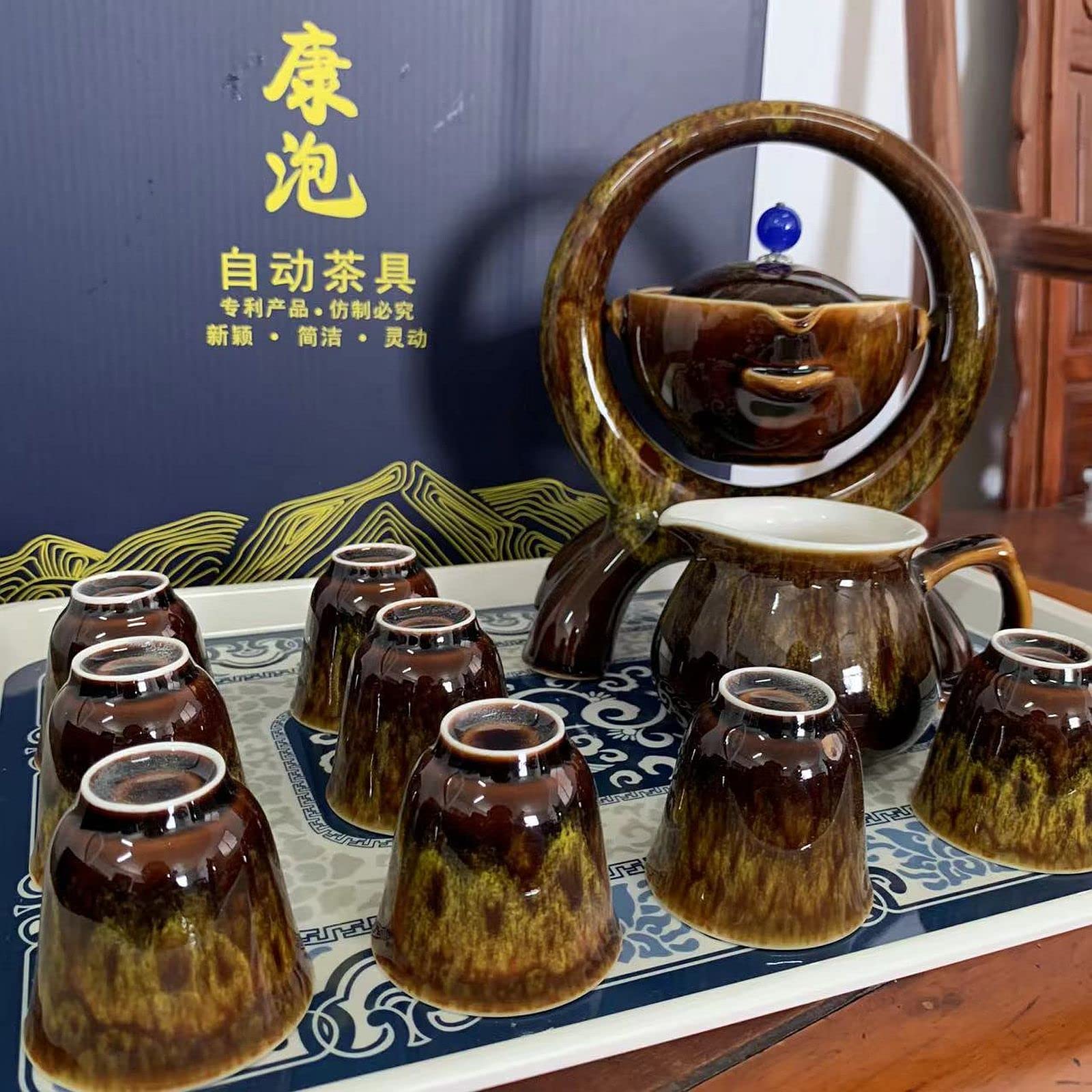 Scizorito 高品質 中国茶セット ギフトボックス 回転カンフーティー