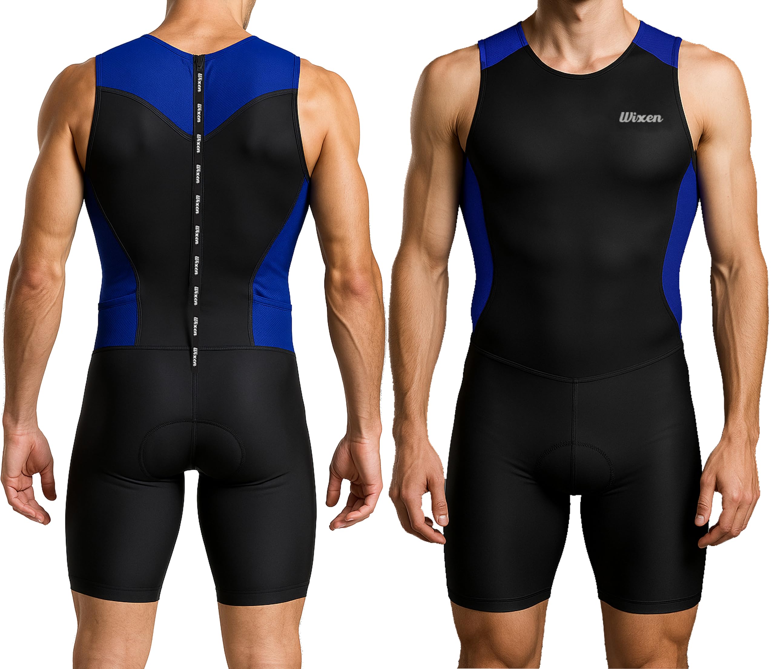 Wixen Men's Performance Triathlon Suit Sleeveless Tri Suit Padded Quick Dry Run Swim Bike