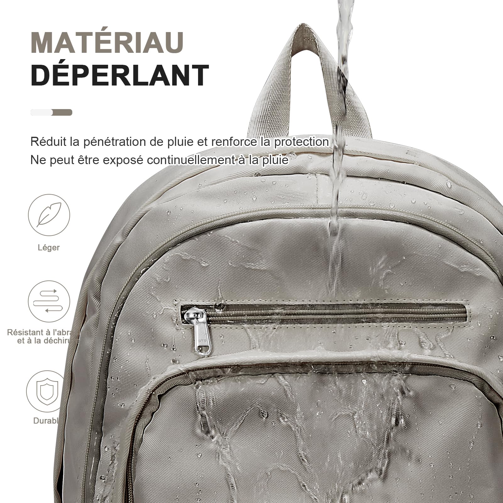 Sac Scolaire Cartable pour Fille Garcon, Sac à Dos Lycee Multi-poches Scolaire Sac avec Compartiment Ordinateur, Cartables Scolaires Imperméable et Léger pour L'école(Gris)