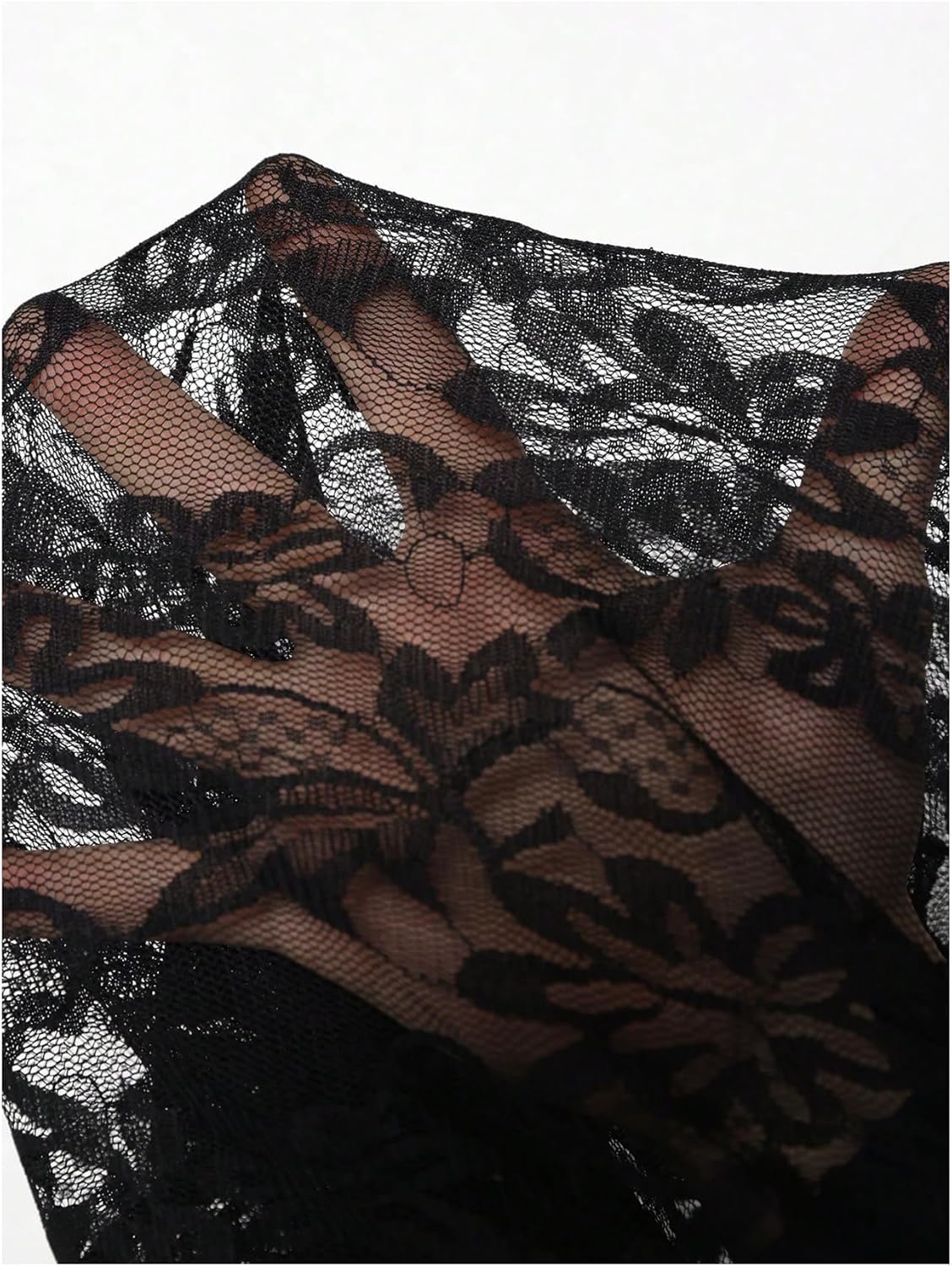 OYOANGLE Women's Plus Size Floral Lace Tights High Waisted Pantyhose Sheer Mesh Stockings - Image 4