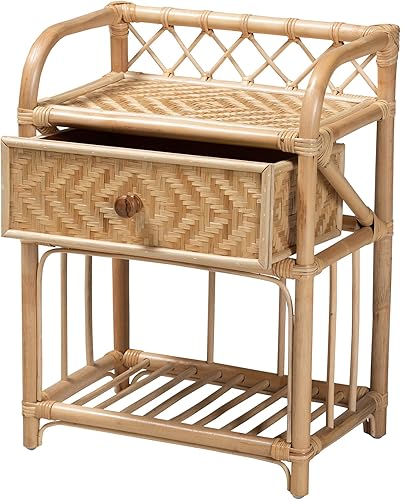 Miniatura 4 de Baxton Studio Kobie Mesita de noche, talla única, marrón natural