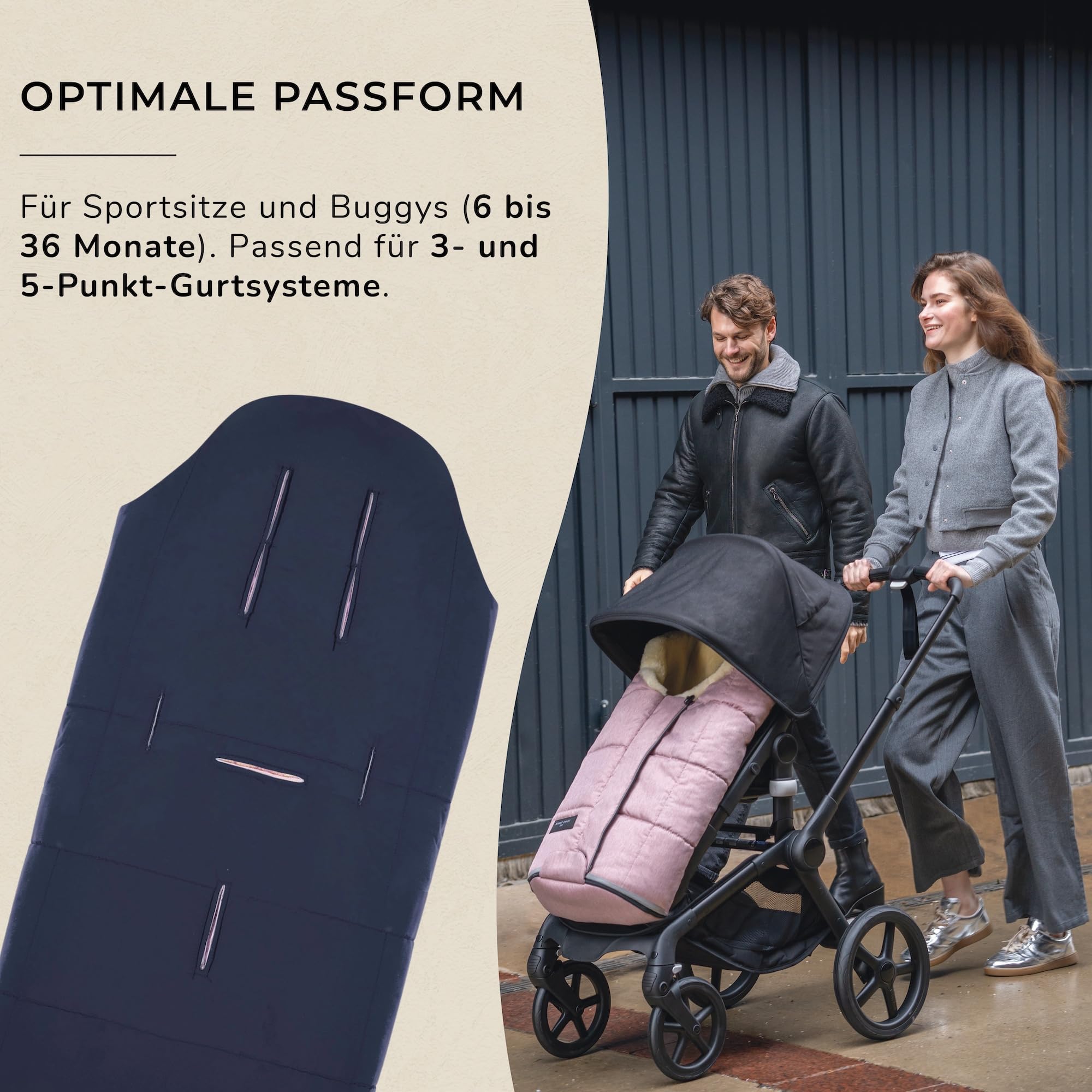 CHRIST Sacco per passeggino TULA VARIO in pelle di agnello medicale di WERNER Sacco per buggy o come materassino per fasciatoio, coperta per giocare, colore blu navy