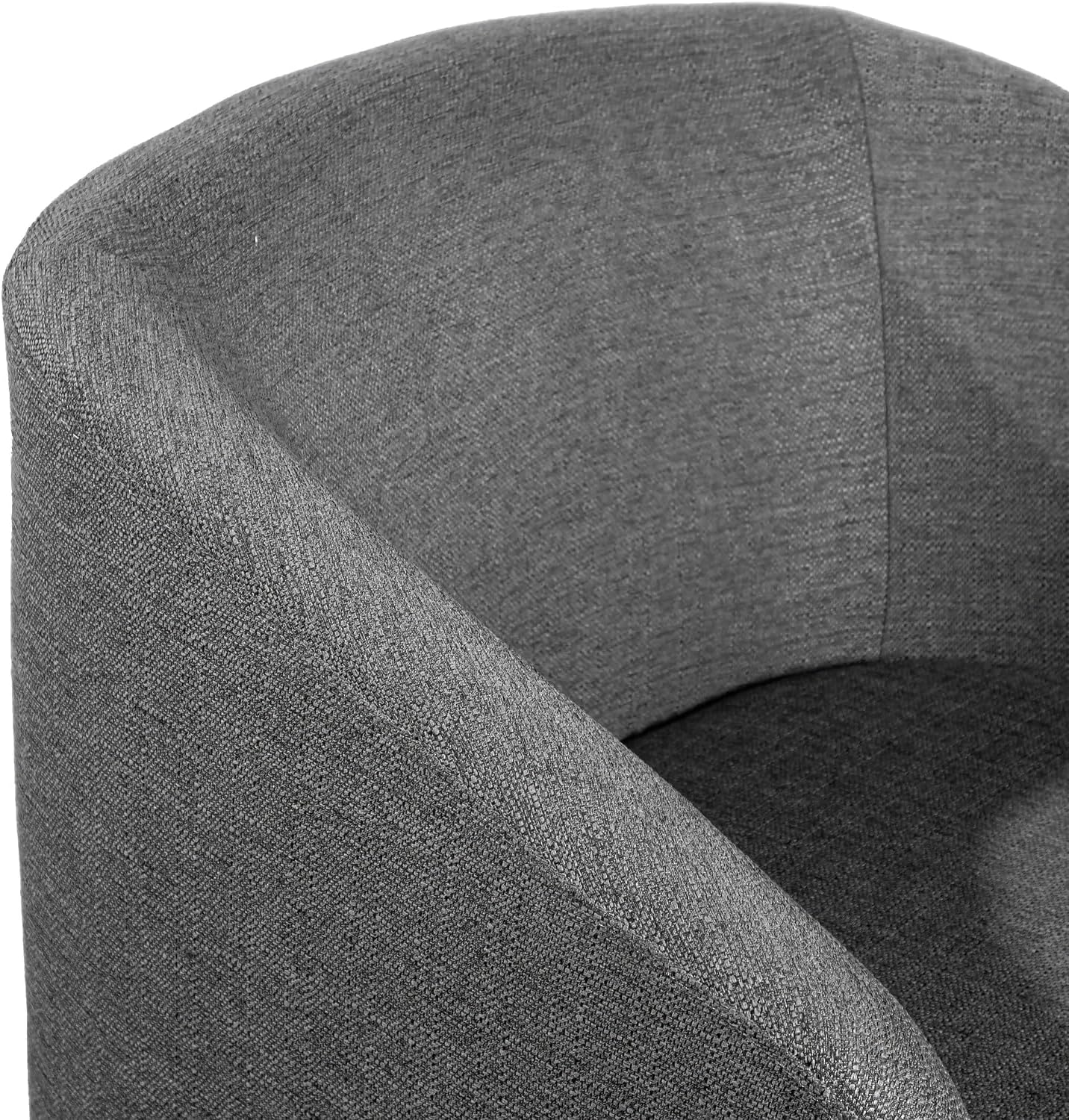 Flash Furniture Landon Upholstered Barrel Chair, Commercial 360° Swivel Club Style Chair, Sloped Armrests, Woodgrain Vinyl Wrapped Metal Base, Dark Gray Fabric