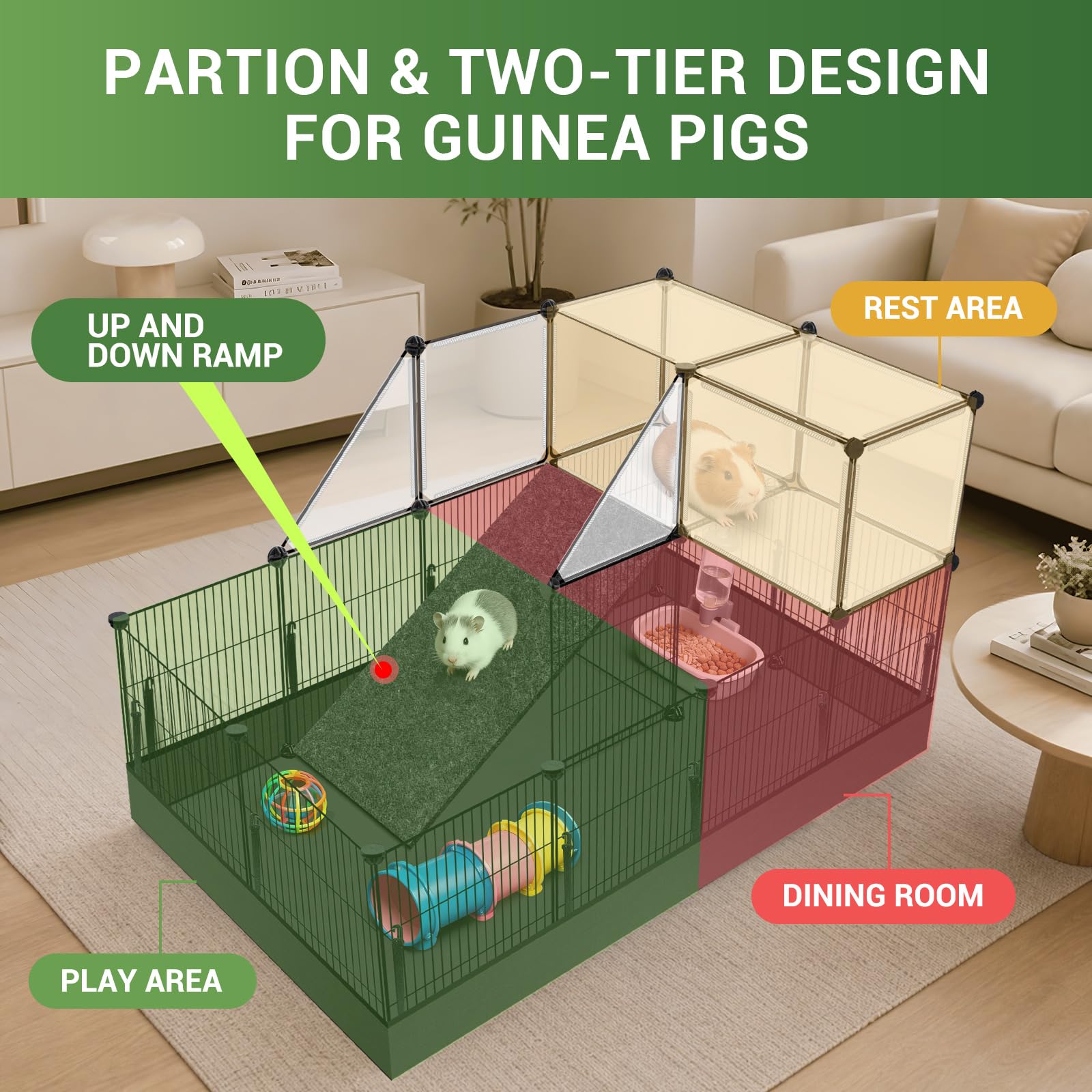 VISCOO Guinea Pig Playpen - Spacious Cage for Small Pets -3