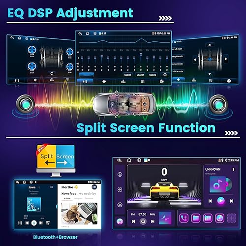 Miniatura 6 de Hikity Estéreo Android para automóvil de 10.1 pulgadas, pantalla táctil, radio de coche, receptor de audio de coche de doble DIN con navegación