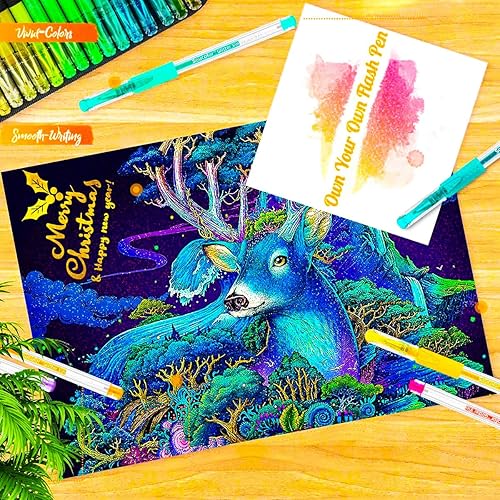 Miniatura 5 de Bolígrafos de gel con purpurina para libros para colorear para adultos paquete de 120 unidades 60 bolígrafos para colorear con purpurina 60