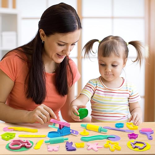 Miniatura 5 de Playdough Tools - Juego de 36 herramientas de masa de juego para niños con cortadores de masa de juego, rodillos, rodillos, extrusora de masa