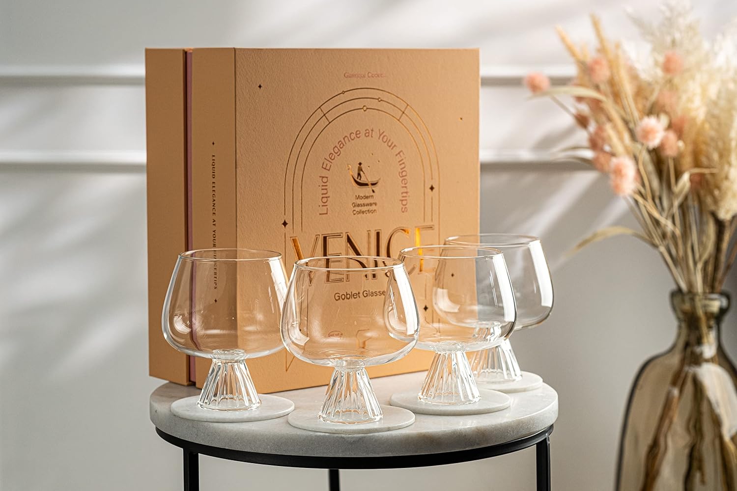 GLASSIQUE CADEAU Venice Goblet Cocktail Glasses for Gin Tonic, Aperol Spritz,Sangria | Modern Glassware Collection | Set of 4 | 17 oz Light Borosilicate Glass Balloons for Home Bar Drinks - Image 8