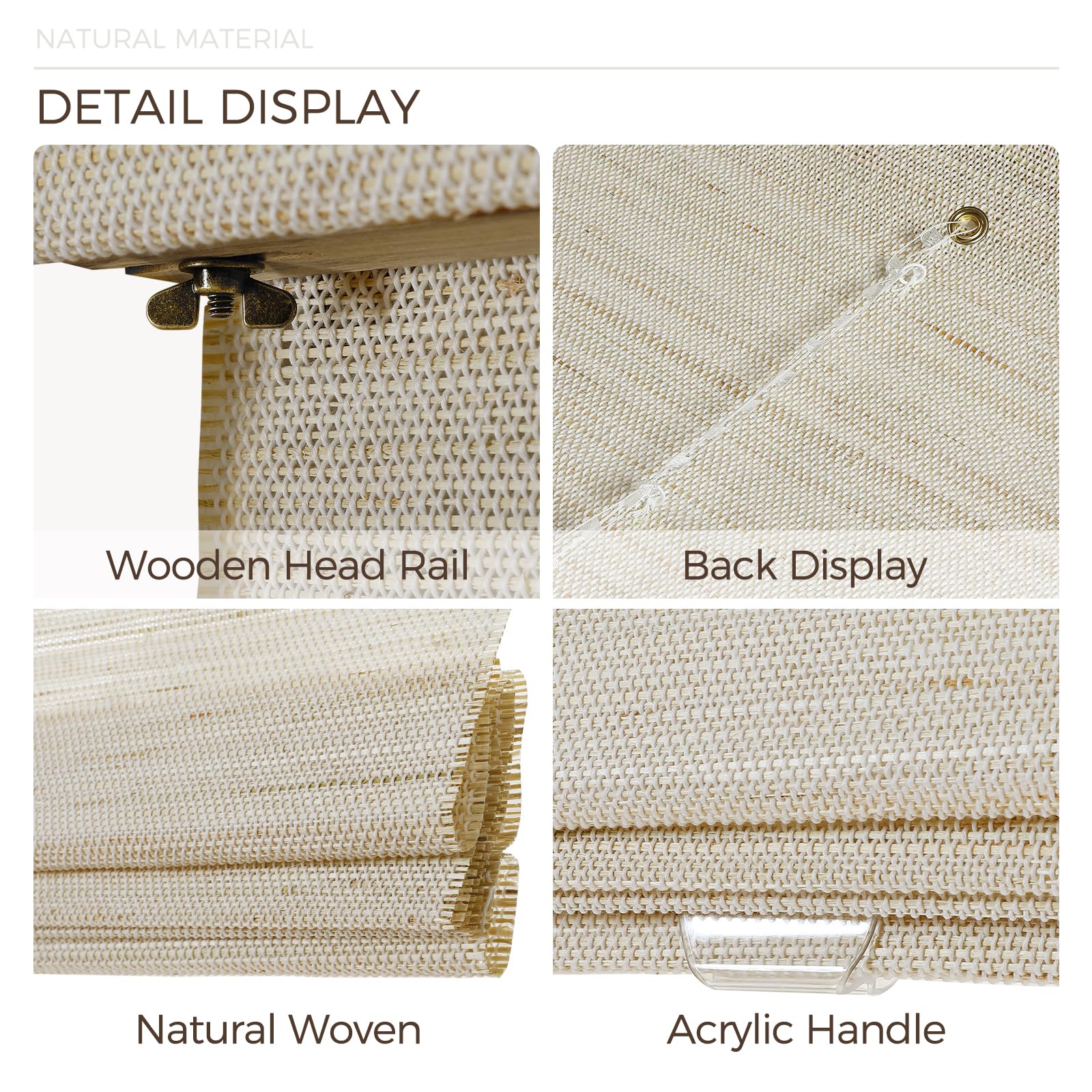 Amazon.com: TWOPAGES Woven Bamboo Cordless Roman Shades, Custom No