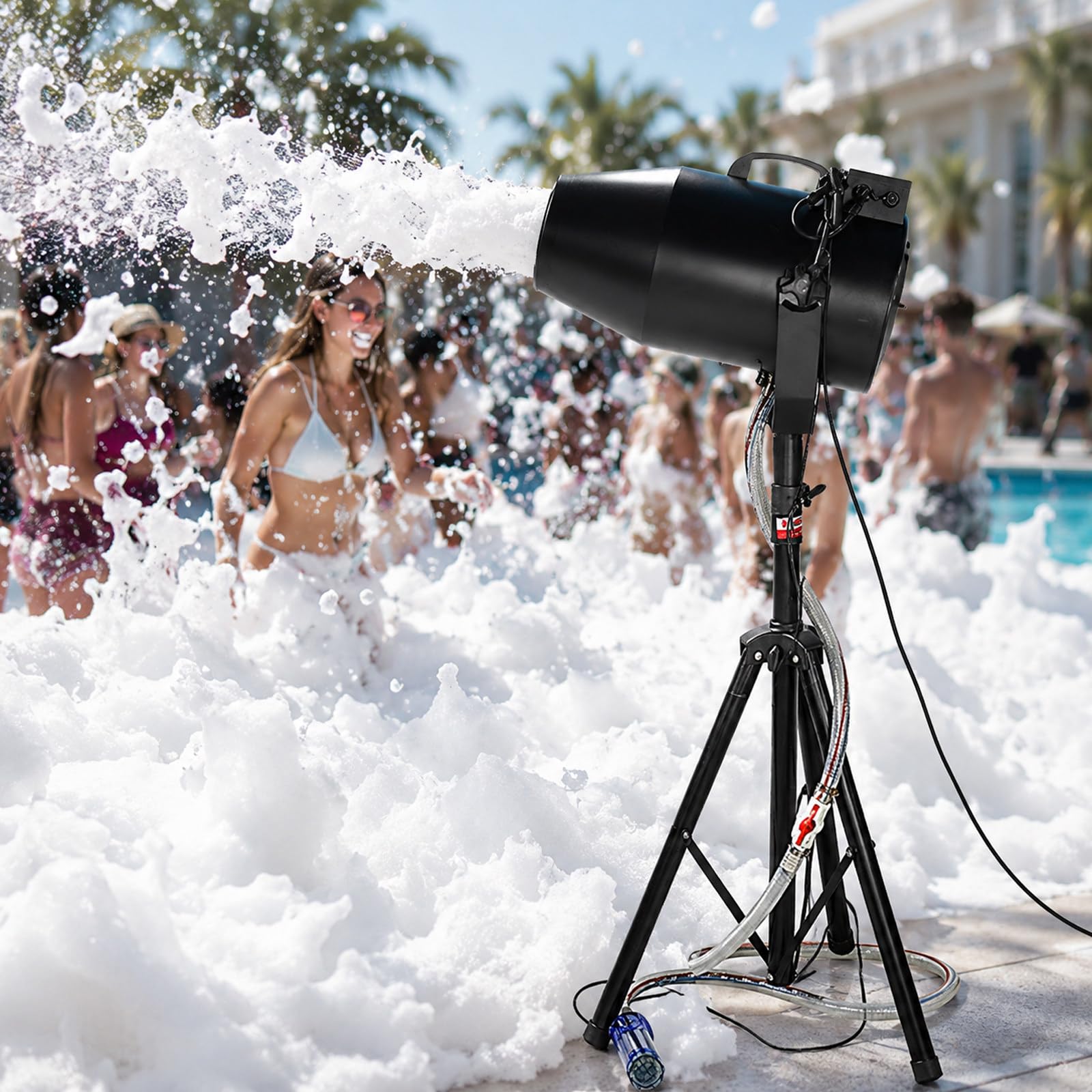 Schaumparty Maschine 1000W – Leistungsstarke Schaummaschine Mit Verstellbarer Schaumkanone, Pumpe & Stativ, Extra Dichter Schaum Für Poolpartys, Geburtstage, Garten- & Sommer-Events