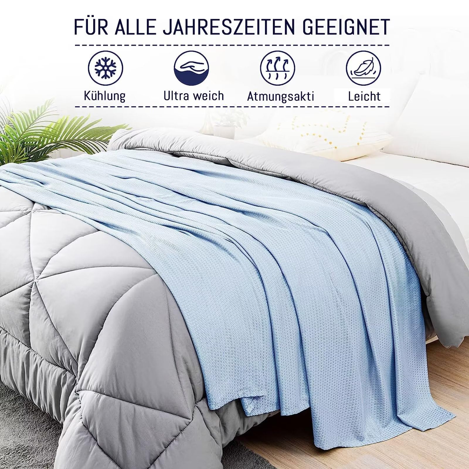 Kühldecke Kühlende Decke Sommer für Heißen Nächte, Sommerdecke Bambus Microfaser Leichte Kühldecke für Menschen, Selbstkühlende Decke Kann Körper Kühl Halten für Bett Sofa und Überall