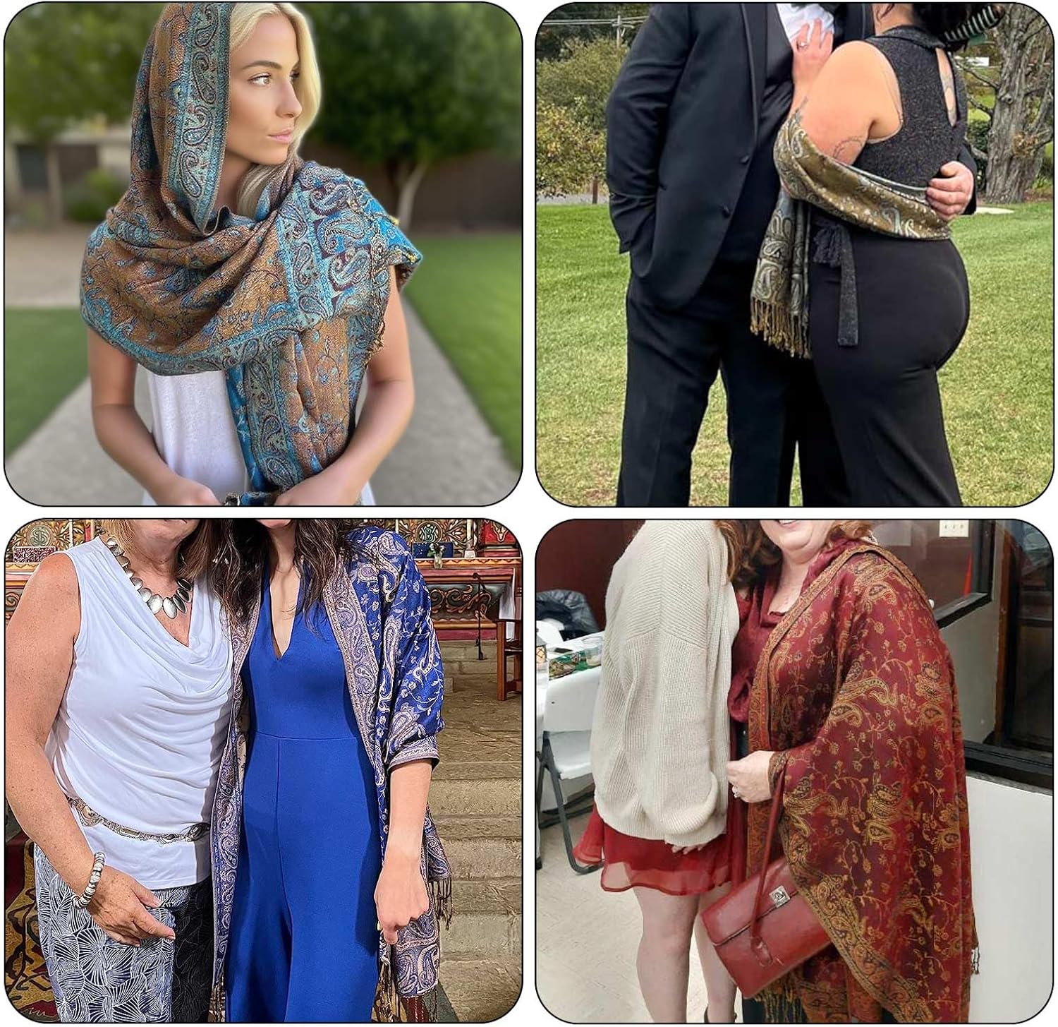 Paisley Pashmina Rave Scarf,Indian Shawl Wraps for Women Exotic Shawls Scarves for Evening Dresses - Image 5