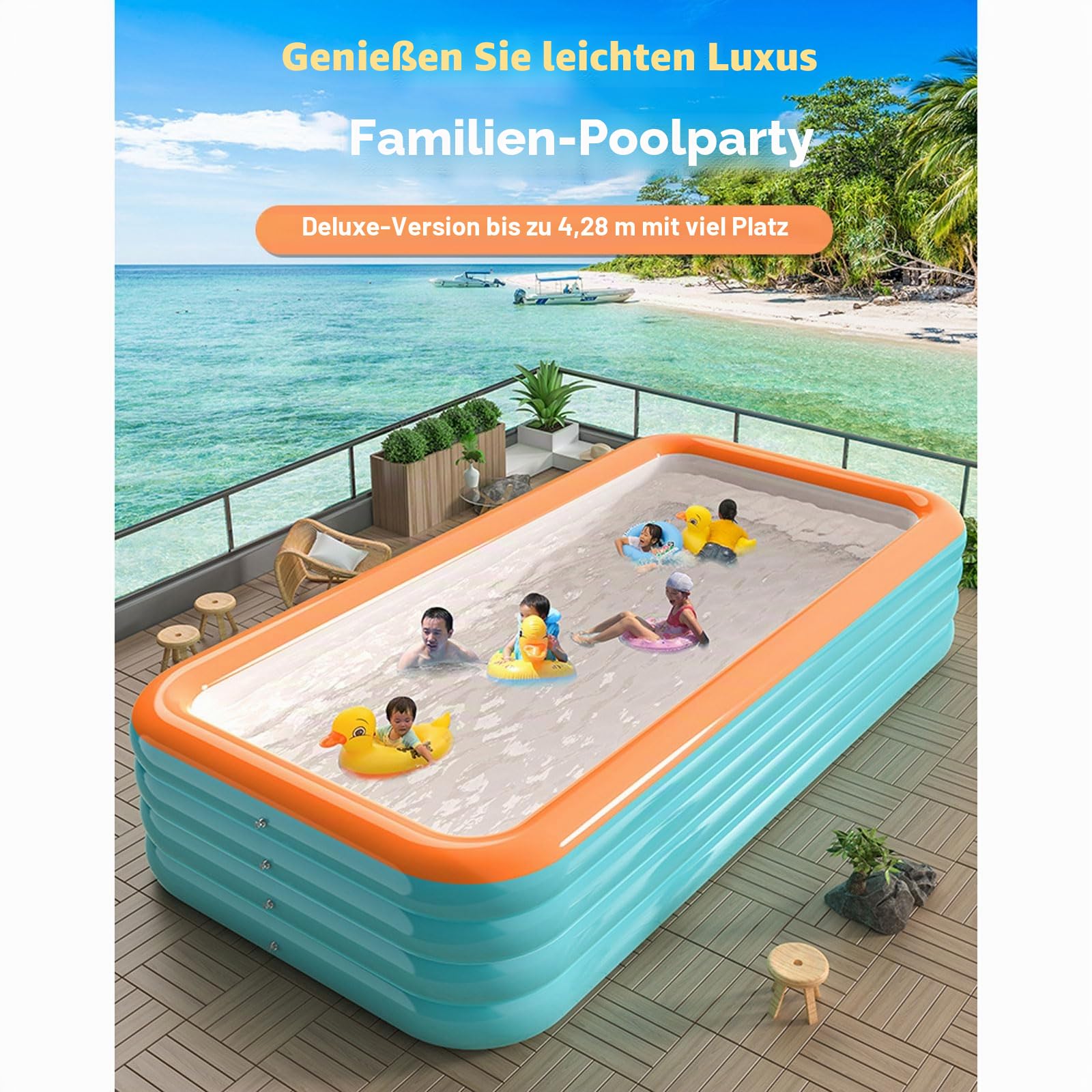 Aufblasbarer Schwimmpool für Familienspaß - Verdickte PVC-Konstruktion für Outdoor-Sommerpartys und Entspannung im Garten