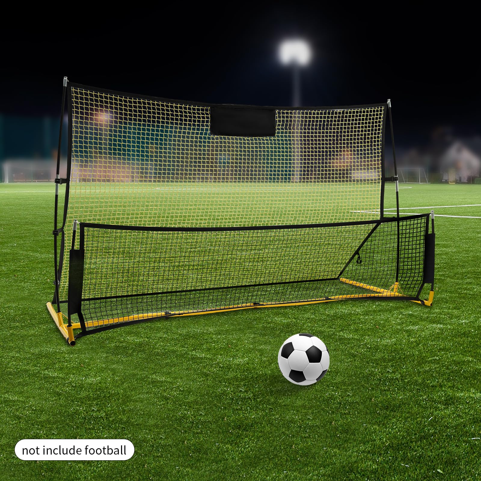 Rete da rimbalzo per calcio 2 in 1, attrezzatura per allenamento di calcio in ferro, porta da calcio sportiva con borsa portatile, perfetta per allenamento di squadra in solitaria, passaggio, rete