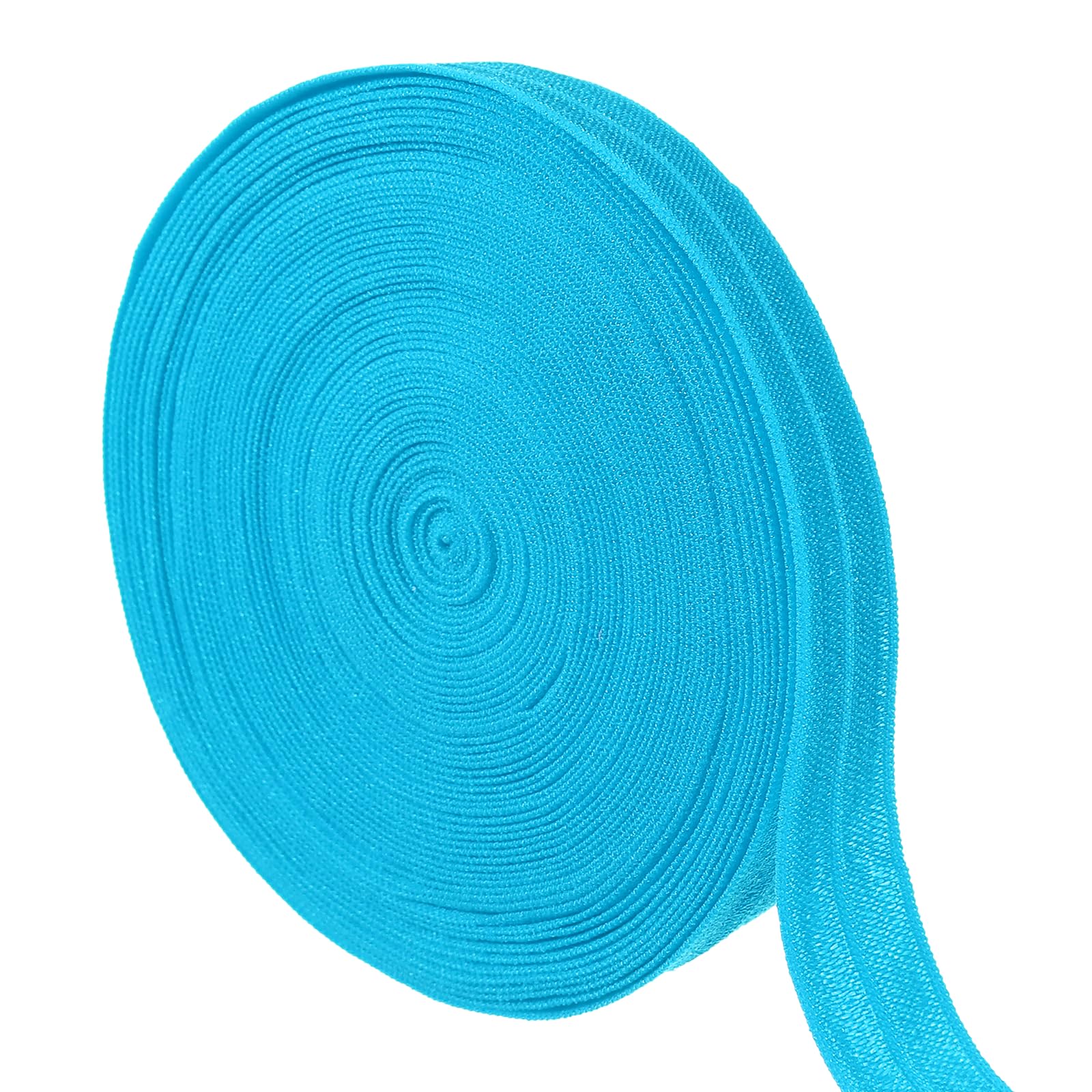 sourcing map 10 Yards Fold Over Elastic Stretch Ribbon Strap, 1-1/2 Inch Wide Folded Edge Elastic Webbing for Hair Ties Headbands DIY Craft Waistband Pants Clothes, Blue