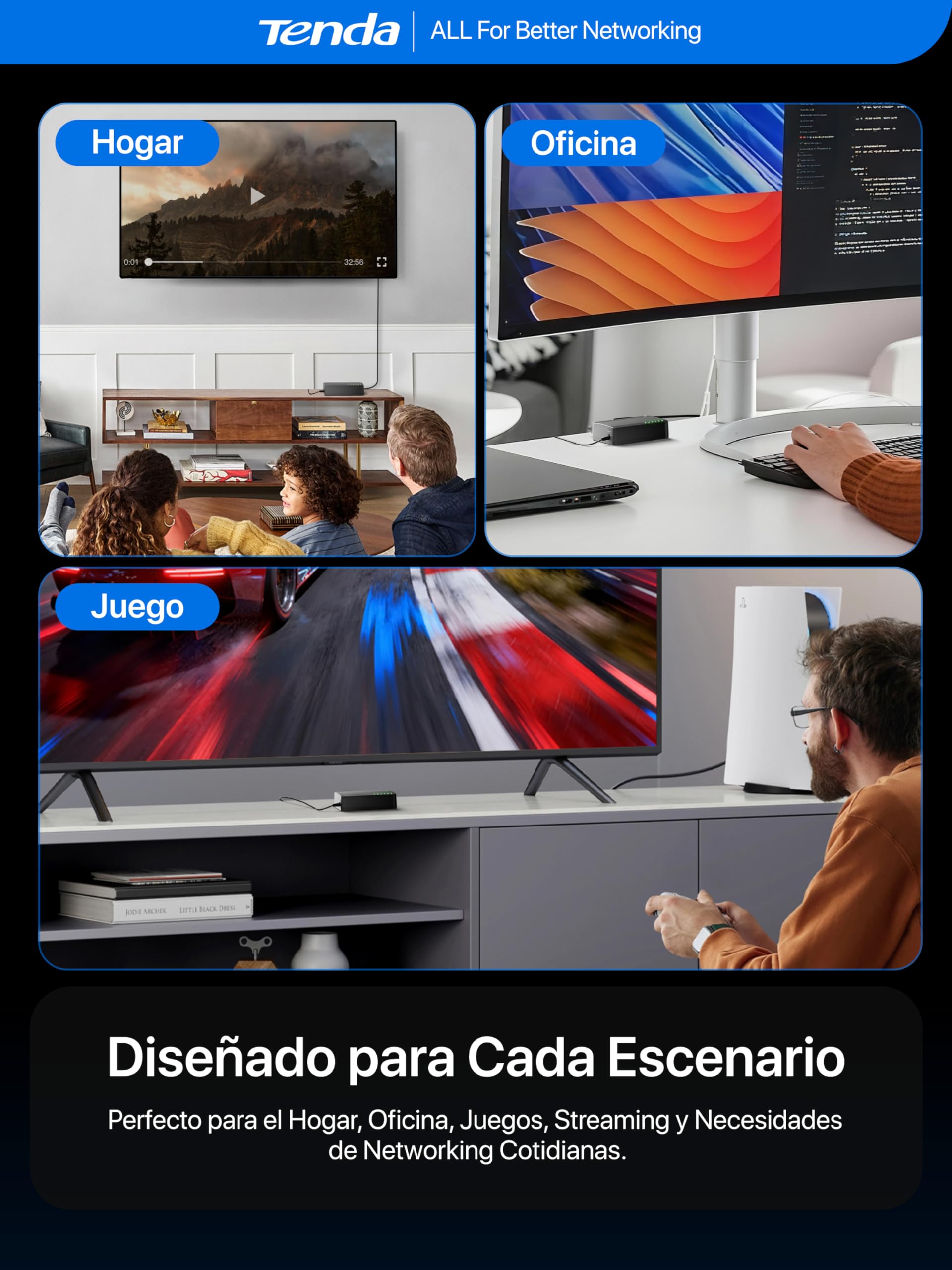 Tenda SG105 Switch Ethernet Gigabit 5 Puertos 10/100/1000 Mbps RJ45 No Administrado Negro
